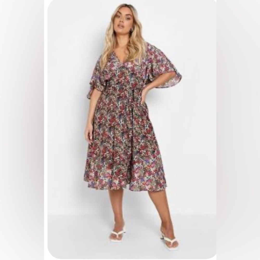 Boohoo Mixed Floral Panel MIDI Dress NWT